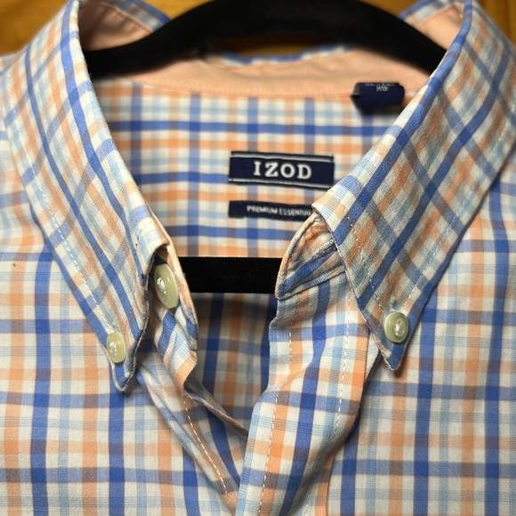 Men's Izod Long Sleeve Blue and Orange Plaid Button Down Shirt Size XL - Picture 4 of 10